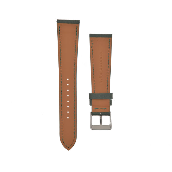 Textured "Epsom" Calfskin Watchstrap Forrest Green
