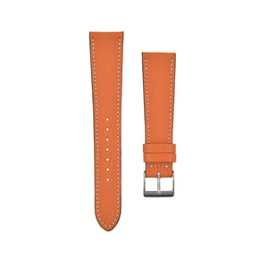 Textured "Chèvre" Goatskin Watchstrap Orange Mandarin